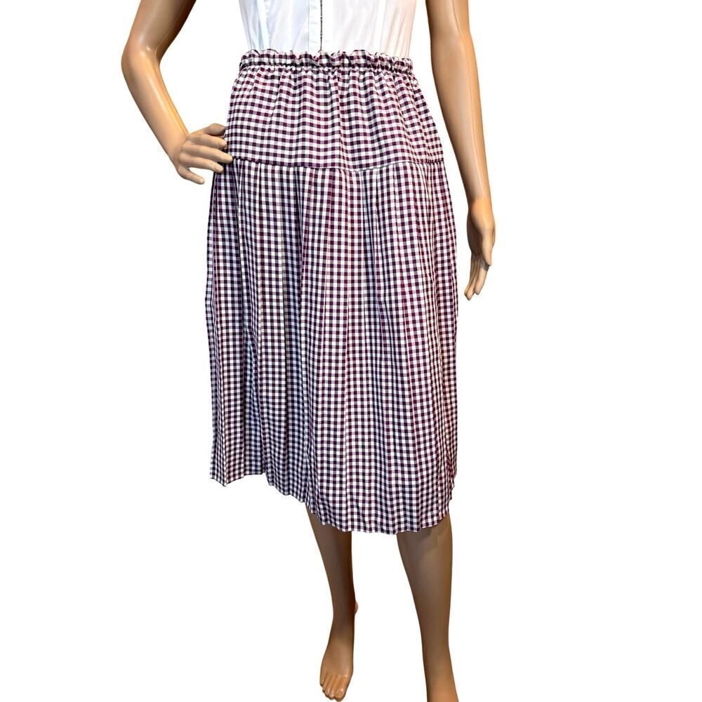 VTG Purple Gingham Tiered Midi Skirt Small Cottagecore Coastal Grandma Peasant - Picture 3 of 9